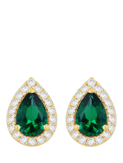 IBB 9ct Yellow Gold Pear Stud Earrings, Multi, Multi