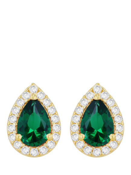 IBB 9ct Yellow Gold Pear Stud Earrings, Multi, Multi