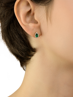 IBB 9ct Yellow Gold Pear Stud Earrings, Multi - view 2, Multi