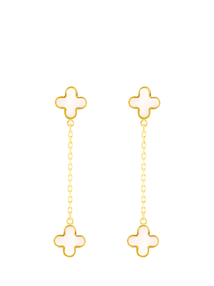 IBB 9ct Yellow Gold Clover Drop Stud Earrings, Yellow Gold