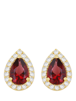IBB 9ct Yellow Gold Crystal Pear Stud Earrings, Multi, Multi