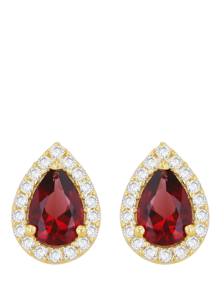 IBB 9ct Yellow Gold Crystal Pear Stud Earrings, Multi, Multi