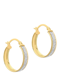 9ct Yellow Gold Stardust Creole Hoop Earrings, Yellow Gold