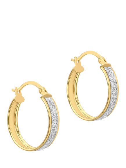 9ct Yellow Gold Stardust Creole Hoop Earrings, Yellow Gold