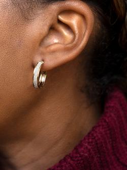 9ct Yellow Gold Stardust Creole Hoop Earrings - view 2, Yellow Gold