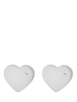 IBB Sterling Silver Heart Stud Earrings, Sterling Silver