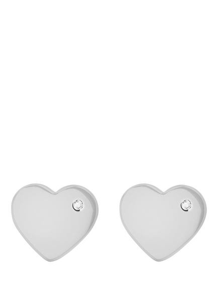 IBB Sterling Silver Heart Stud Earrings, Sterling Silver