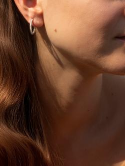 IBB Sterling Silver Cubic Zirconia Tube Half Hoop Earrings - view 2, Sterling Silver