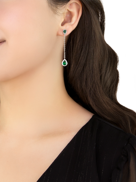 IBB Cubic Zirconia Teardrop Earrings, Multi - view 2, Multi