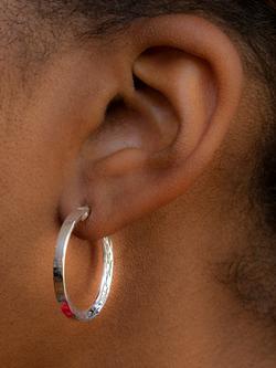 IBB Sterling Silver Marquise Creole Hoop Earrings - view 2, Sterling Silver