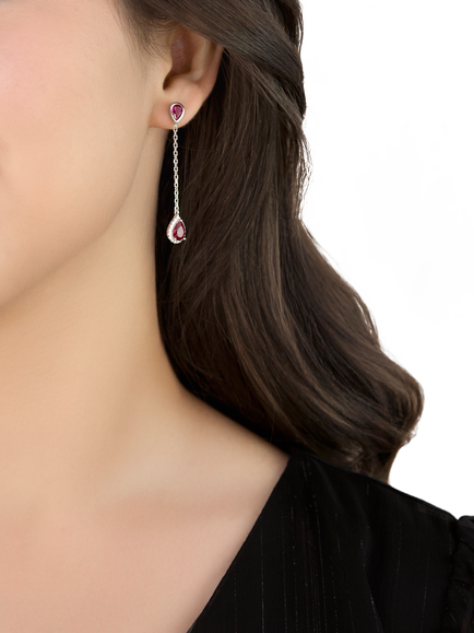 IBB Cubic Zirconia Teardrop Earrings, Multi - view 2, Multi