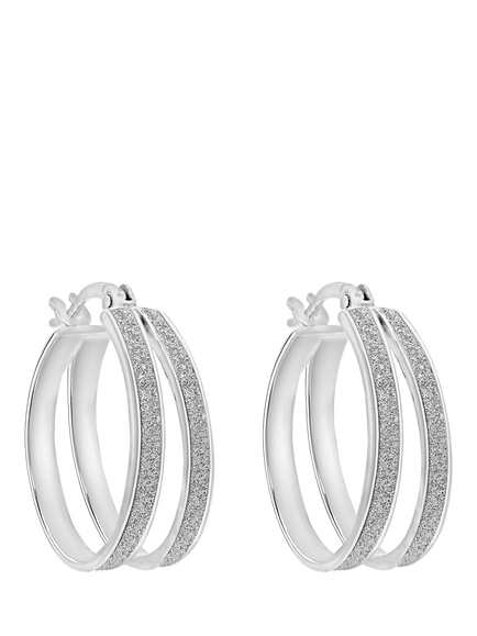 IBB Sterling Silver Stardust Double Hoop Earrings, Sterling Silver
