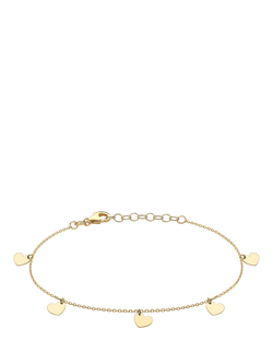 IBB 9ct Yellow Gold Heart Charm Bracelet, Yellow Gold