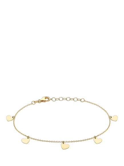 IBB 9ct Yellow Gold Heart Charm Bracelet, Yellow Gold