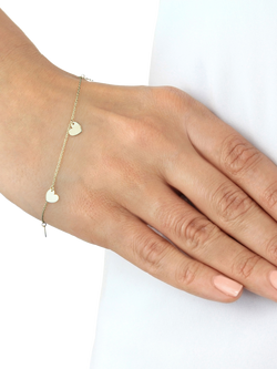 IBB 9ct Yellow Gold Heart Charm Bracelet - view 2, Yellow Gold