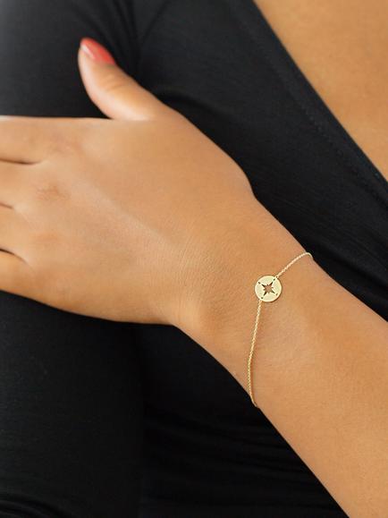 IBB 9ct Yellow Gold Compass Charm Bracelet - view 2, Yellow Gold