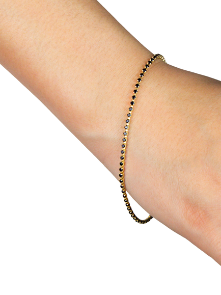 IBB 9ct Yellow Gold Black Cubic Zirconia Bracelet - view 2, Multi