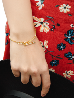 IBB 9ct Yellow Gold T-bar Hollow Belcher Albert Bracelet - view 2, Yellow Gold