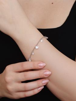 IBB Sterling Silver Cubic Zirconia Drop Charm Bracelet - view 2, Sterling Silver