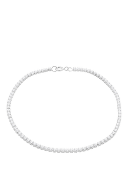 IBB 9ct White Gold Cubic Zirconia Flex Tennis Bracelet, Silver
