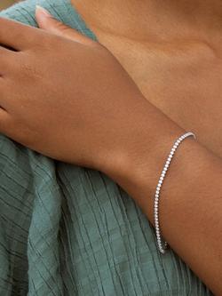 IBB 9ct White Gold Cubic Zirconia Flex Tennis Bracelet - view 2, Silver