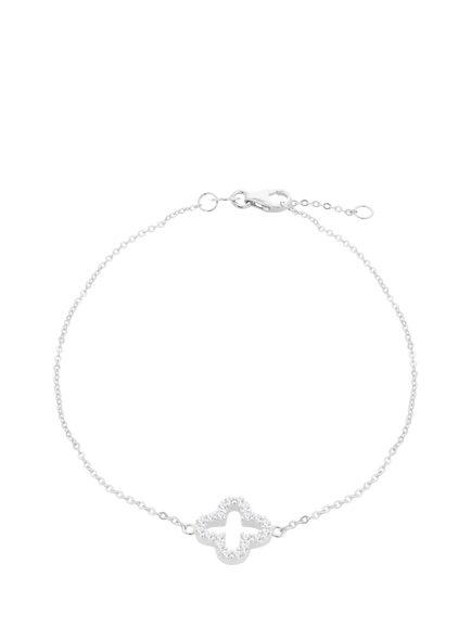 IBB 9ct White Gold Cubic Zirconia Petal Bracelet, White Gold