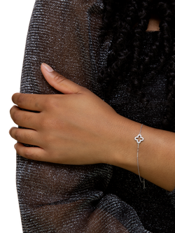 IBB 9ct White Gold Cubic Zirconia Petal Bracelet - view 2, White Gold