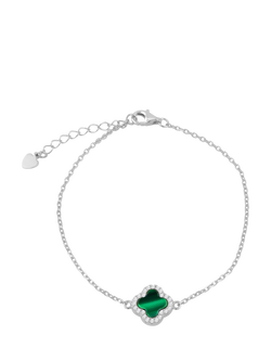 IBB Crystal Malachite Clover Bracelet, Multi, Multi