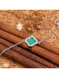 IBB Crystal Malachite Clover Bracelet, Multi - view 2, Multi