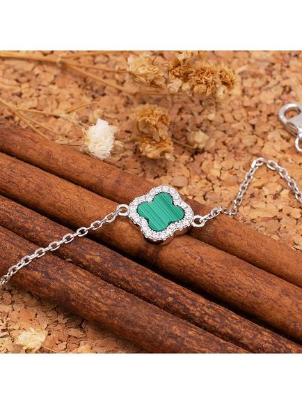 IBB Crystal Malachite Clover Bracelet, Multi - view 2, Multi