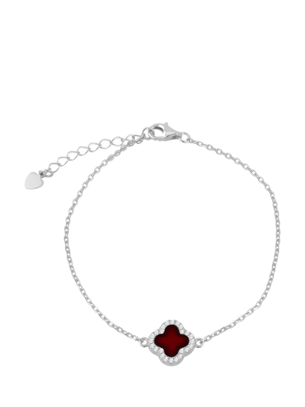 IBB Cubic Zirconia Red Clover Bracelet, Multi, Multi