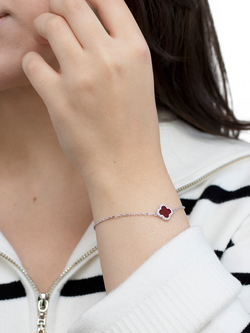 IBB Cubic Zirconia Red Clover Bracelet, Multi - view 2, Multi