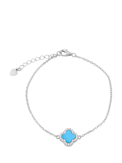 IBB Cubic Zirconia Blue Clover Bracelet, Multi, Multi