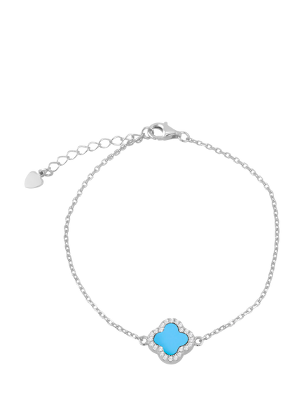 IBB Cubic Zirconia Blue Clover Bracelet, Multi, Multi