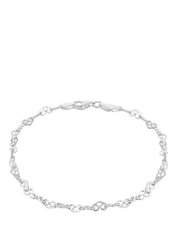IBB Sterling Silver Heart Link Bracelet, Sterling Silver