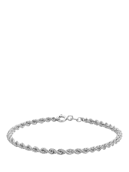 IBB Sterling Silver Hollow Rope Chain Bracelet, Sterling Silver