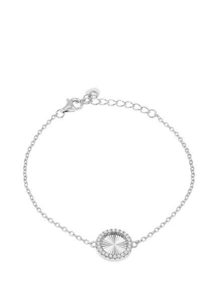 IBB Cubic Zirconia Rainbow Pendant Bracelet, Sterling Silver