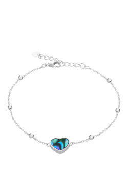 IBB Paua Shell Heart Pendant Bracelet, Multi, Multi