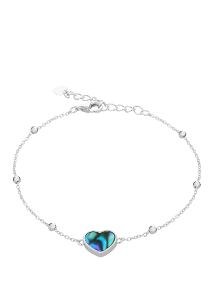 IBB Paua Shell Heart Pendant Bracelet, Multi, Multi
