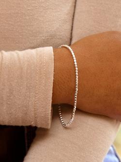 IBB Sterling Silver Square Bead Bracelet - view 2, Sterling Silver