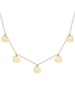 IBB 9ct Yellow Gold Heart Charm Necklace, Multi