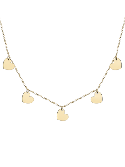 IBB 9ct Yellow Gold Heart Charm Necklace, Multi