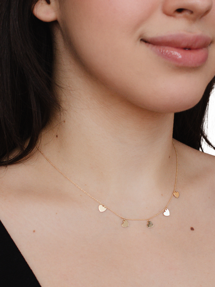 IBB 9ct Yellow Gold Heart Charm Necklace - view 2, Multi