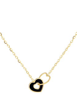 IBB 9ct Yellow Gold Onyx Heart Pendant Necklace, Multi, Multi