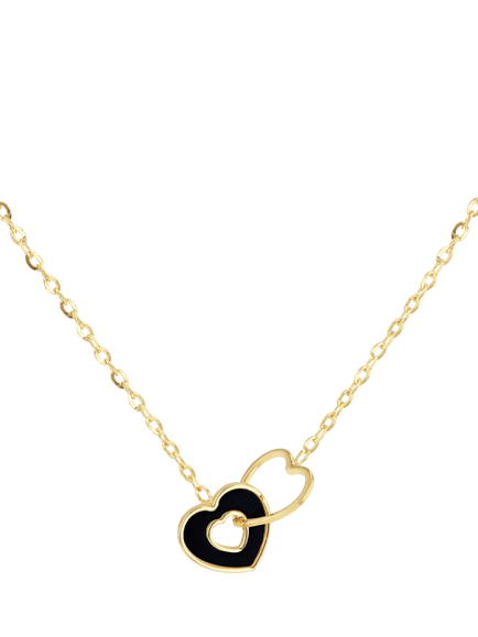 IBB 9ct Yellow Gold Onyx Heart Pendant Necklace, Multi, Multi