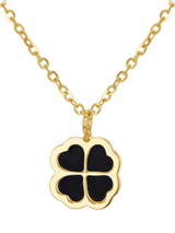 IBB 9ct Yellow Gold Onyx Petal Pendant Necklace, Multi