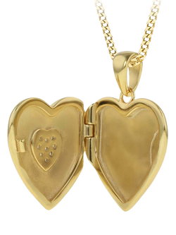 IBB Cubic Zirconia Heart Locket Necklace, Gold - view 2, Gold