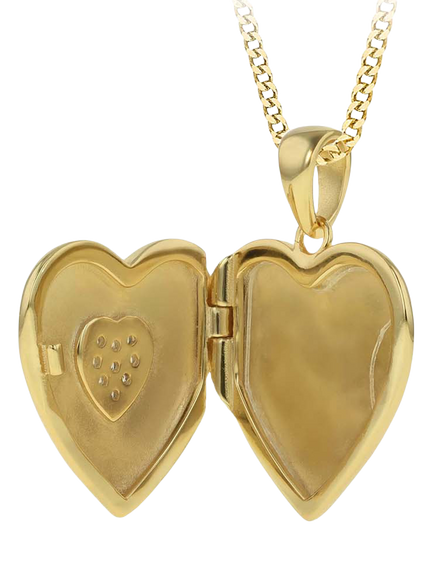 IBB Cubic Zirconia Heart Locket Necklace, Gold - view 2, Gold