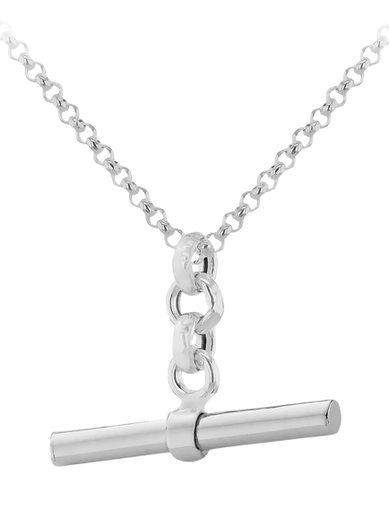IBB Sterling Silver Belcher T-Bar Necklace, Sterling Silver