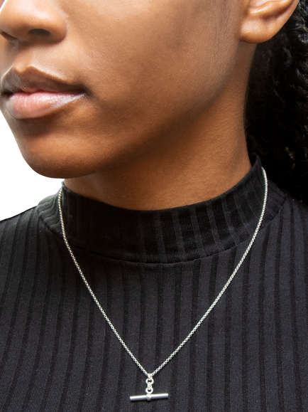 IBB Sterling Silver Belcher T-Bar Necklace - view 2, Sterling Silver